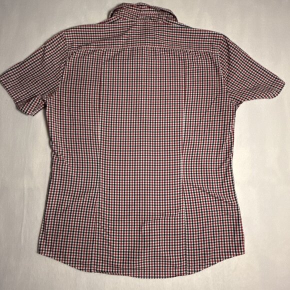 H&M Men Button Up Shirt Short Sleeve Slim Fit XLG Red, White, Blue, Plaid - Picture 6 of 8